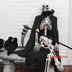 Bộ Trang Phục Thần Chết Kinh Dị Halloween - Bộ 3 Miếng với Áo Choàng, Găng Tay & Mũ Trùm Đầu Cho Tiệc Hóa Trang, Cosplay, Trick or Treat