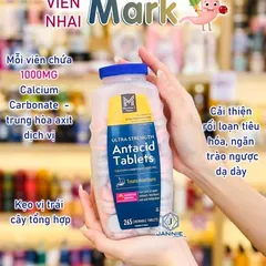 Viên Nhai Antacid Member's Mark Ultra Strength 265 Viên - Hỗ Trợ Tiêu Hóa, Giảm Ợ Nóng, Đầy Hơi, Khó Tiêu