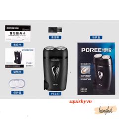 Máy cạo râu Poree PS187 Mini - Công nghệ lưỡi kép 4D, An toàn & Tiết kiệm Thời gian - Phụ Kiện Chăm Sóc Nam 100% Khô