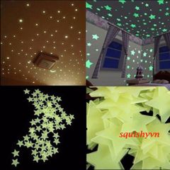 Bộ 100 Ngôi Sao Dạ Quang Trang Trí Tường - Nhãn Dán Phát Sáng Trong Bóng Tối Cho Phòng Ngủ Trẻ Em