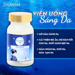 Viên Uống Trắng Da Mờ Nám Damian Chính Hãng - Hộp 60 Viên Collagen, Vitamin, Hyaluronic Acid, Giúp Da Sáng Mịn Khỏe Đẹp