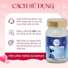 Viên Uống Trắng Da Mờ Nám Damian Chính Hãng - Hộp 60 Viên Collagen, Vitamin, Hyaluronic Acid, Giúp Da Sáng Mịn Khỏe Đẹp