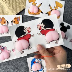 Bộ 2 Miếng Dán Hình Mông Quả Đào 3D Chống Va Chạm Cho Xe Hơi - Phong Cách Corgi, Doraemon, Crayon Shin-chan