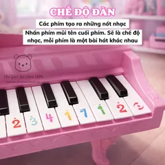 Đàn Piano Đồ Chơi Mini Công Chúa Màu Hồng 24 Phím Có Đèn Nhạc - Quà Tặng Hoàn Hảo Cho Bé Gái Phát Triển Âm Nhạc và Sáng Tạo