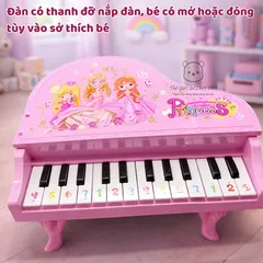 Đàn Piano Đồ Chơi Mini Công Chúa Màu Hồng 24 Phím Có Đèn Nhạc - Quà Tặng Hoàn Hảo Cho Bé Gái Phát Triển Âm Nhạc và Sáng Tạo