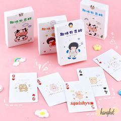 Bộ Bài Tây 52 Lá Cute - Thiết Kế Phi Hành Gia và Bò Sữa Dễ Thương, Chất Liệu Giấy Chống Nước, Quà Tặng Đáng Yêu cho Fan Anime