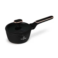 Quánh Berlinger Haus 16cm Có Nắp Màu Đen - Bộ Sưu Tập Blackrose, Chống Dính TitanPro, Giữ Hương Vị Tối Ưu