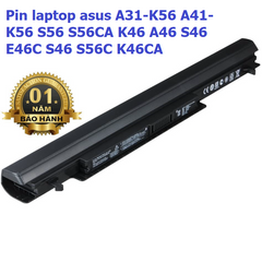 Pin Laptop Asus S56 S56C S56CA A31-K56 A41-K56 - Pin Thay Thế Li-Ion 4 Cell 4400mAh, Bảo Hành 09 Tháng, Dùng Thay Thế Chất Lượng Cao