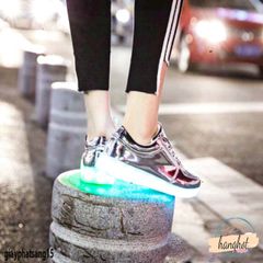 Giày LED Bạc Sáng Bóng 8 Chế Độ Phát Sáng - Giày Thể Thao Thời Trang Hàn Quốc Cho Nam Nữ, Phù Hợp Mọi Sự Kiện