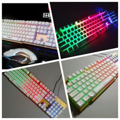 Bộ Bàn Phím Chuột Gaming EWEADN K006 Trắng - Giả Cơ LED 7 Màu, Chống Nước, Phù Hợp Cho Gamer và Nhân Viên Văn Phòng