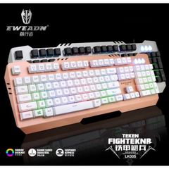 Combo Bàn Phím Chuột Gaming EWEADN K005 Trắng, Giả Cơ LED RGB 7 Màu Chống Nước - Phụ Kiện Hoàn Hảo Dành Cho Game Thủ và Văn Phòng