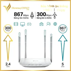 Bộ Phát Wifi Kép TP-Link Archer C50 AC1200 - Tăng Tốc Internet Nhanh Chóng Cho Video HD, Game, 5 ăng ten, Hàng Chính Hãng