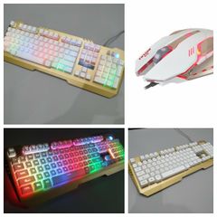 Combo Bàn Phím Chuột Gaming EWEADN K005 (Trắng) LED 7 Màu Chống Nước - Bàn Phím Giả Cơ Chuyên Dụng Cho Game Thủ và Nhân Viên Văn Phòng