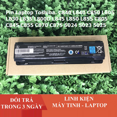 Pin Laptop Toshiba C840 L840 C850 L805 L830 L835 L800D L845 L850 L855 Thay Thế PA5023U PA5024U PA5025U 4400mAh 6 Cell mới 100%