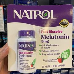 Viên ngậm ngủ Natrol 5mg - Kẹo ngủ tự nhiên hỗ trợ giấc ngủ sâu, giảm mất ngủ, cải thiện chất lượng giấc ngủ 250 viên
