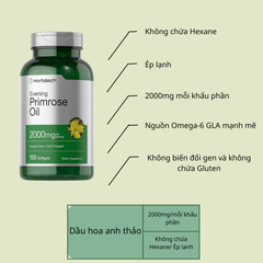 Tinh Dầu Hoa Anh Thảo Horbaach 2000mg - Viên Uống Cải Thiện Nội Tiết Tố Nữ, Giảm Đau Kinh Nguyệt Và Làm Đẹp Da 150 Viên Mỹ
