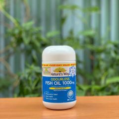 Dầu Cá Nature's Way Odourless Fish Oil 1000mg - Bổ Sung EPA, DHA Tốt Cho Mắt và Não Bộ - Hộp 80 Viên
