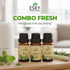 Combo Fresh Tinh Dầu Nguyên Chất ESKY Aroma Garden - Bạc Hà, Sả Chanh, Hương Thảo 10ml x 3 - Khử Mùi, Thông Mũi, Tăng Tỉnh Táo