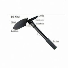 Bộ Cuốc Xẻng Đa Năng 4 in 1 - Dụng Cụ Tiện Ích Cho Làm Vườn Và Du Lịch, Chất Liệu Sắt Bền Bỉ, Thiết Kế Nhỏ Gọn, Có Túi Đựng