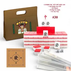 Bộ 044 Quân Mạt Chược Tết Đỏ Size #30 Kèm Phụ Kiện - Mahjong Đỏ.