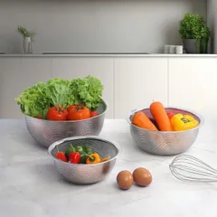 Bộ 3 Rổ Inox Tròn Gkoch MYDH1012 - Kích Thước 16cm, 20cm và 24cm - Dụng Cụ Nhà Bếp Thực Phẩm An Toàn, Tiện Lợi