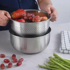 Set âu và rổ inox GKÖCH 2IN1 MYXED1718 - Bộ trộn và rửa 20,5cm & 21cm, Giải pháp bếp hoàn hảo cho món ăn hàng ngày