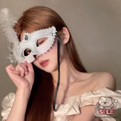 Mặt Nạ Hóa Trang Nửa Mặt Nhật Bản Có Lông Vũ - Phụ Kiện Halloween Quyến Rũ Cho Tiệc Tùng Và Sự Kiện Đặc Biệt