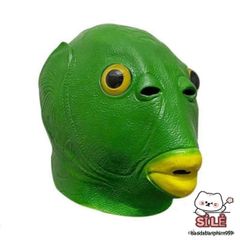 Mũ Quái Vật Xanh Lá Dễ Thương - Trang Phục Cá Đầu Xanh Sáng Tạo cho Tiệc Rave và Lễ Hội Âm Nhạc