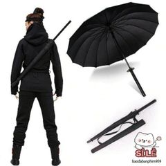 Ô Dù Samurai Đen Thiết Kế Mô Phỏng Kiếm Nhật Katana 16 Tầng - Chống Gió Bền Bỉ, Phong Cách Độc Đáo Cho Người Dùng Thời Thượng