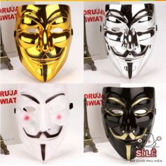 Mặt Nạ Hacker Chúa Anonymous Độc Đáo - Phụ Kiện Hóa Trang Halloween, Cosplay Gợi Nhớ Biểu Tượng Công Nghệ (Vàng, Bạc, Đen, Trắng)