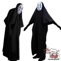 Bộ Trang Phục Cosplay Vô Diện Spirited Away - Áo Choàng Đen & Mặt Nạ Kaonashi Cho Người Lớn & Trẻ Em