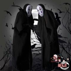 Bộ Trang Phục Cosplay Vô Diện Spirited Away - Áo Choàng Đen & Mặt Nạ Kaonashi Cho Người Lớn & Trẻ Em