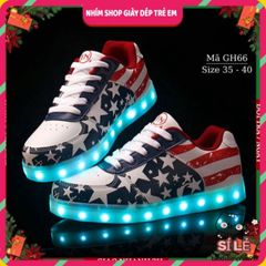 Giày LED Phát Sáng Cờ Mỹ GH66 - Giày Thể Thao Cho Bé Trai - Nhiều Chế Độ Ánh Sáng Sống Động, Size 35-40