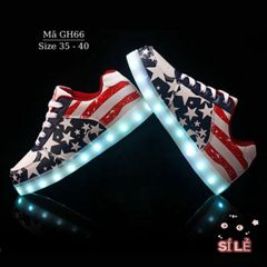 Giày LED Phát Sáng Cờ Mỹ GH66 - Giày Thể Thao Cho Bé Trai - Nhiều Chế Độ Ánh Sáng Sống Động, Size 35-40