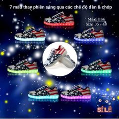 Giày LED Phát Sáng Cờ Mỹ GH66 - Giày Thể Thao Cho Bé Trai - Nhiều Chế Độ Ánh Sáng Sống Động, Size 35-40