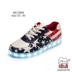 Giày LED Phát Sáng Cờ Mỹ GH66 - Giày Thể Thao Cho Bé Trai - Nhiều Chế Độ Ánh Sáng Sống Động, Size 35-40