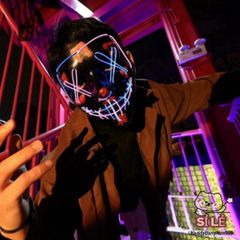 Mặt Nạ LED Neon Cyberpunk dành cho Người Lớn - Mặt Nạ Phát Sáng Độc Đáo cho Halloween và Tiệc Cosplay, Phụ Kiện Thời Trang Punk Cá Tính
