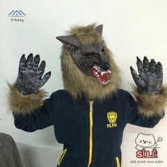 Mặt Nạ Đầu Sói Halloween với Găng Tay Cospaly Đáng Sợ - Phụ Kiện Hóa Trang Độc Đáo cho Tiệc và Lễ Hội