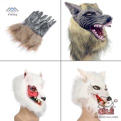Mặt Nạ Đầu Sói Halloween với Găng Tay Cospaly Đáng Sợ - Phụ Kiện Hóa Trang Độc Đáo cho Tiệc và Lễ Hội