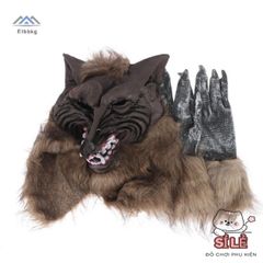 Mặt Nạ Đầu Sói Halloween với Găng Tay Cospaly Đáng Sợ - Phụ Kiện Hóa Trang Độc Đáo cho Tiệc và Lễ Hội