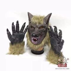Đầm Hóa Trang Halloween Sói - Bộ Đầu Sói và Găng Tay Dự Tiệc Kinh Dị, Phụ Kiện Thời Trang Ngộ Nghĩnh và Độc Đáo