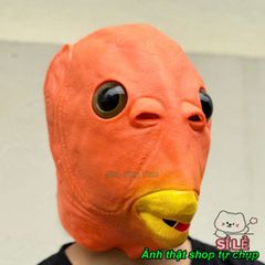 Mặt Nạ Đầu Cá Chép Xanh Lá Hài Hước - Silicone Trang Trí Halloween Độc Đáo, Phụ Kiện Cosplay Vui Nhộn