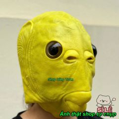Mặt Nạ Đầu Cá Chép Xanh Lá Hài Hước - Silicone Trang Trí Halloween Độc Đáo, Phụ Kiện Cosplay Vui Nhộn