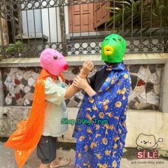 Mặt Nạ Đầu Cá Chép Xanh Lá Hài Hước - Silicone Trang Trí Halloween Độc Đáo, Phụ Kiện Cosplay Vui Nhộn