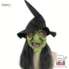 Mặt Nạ Phù Thủy Kinh Dị Halloween - Mặt Nạ Latex Giả Tóc Đen Cho Tiệc Hóa Trang, Cosplay Chú Hề Đáng Sợ Dành Cho Tất Cả