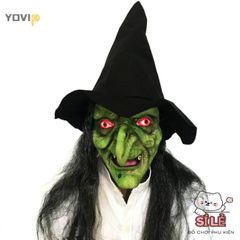 Mặt Nạ Phù Thủy Kinh Dị Halloween - Mặt Nạ Latex Giả Tóc Đen Cho Tiệc Hóa Trang, Cosplay Chú Hề Đáng Sợ Dành Cho Tất Cả