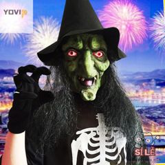 Mặt Nạ Phù Thủy Kinh Dị Halloween - Mặt Nạ Latex Giả Tóc Đen Cho Tiệc Hóa Trang, Cosplay Chú Hề Đáng Sợ Dành Cho Tất Cả