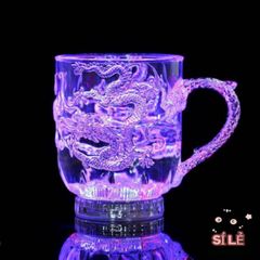 Cốc Phát Sáng LED Thiết Kế Rồng Acrylic Đổi Màu - Cốc Nước Tái Sử Dụng Sáng Tạo Cho Bữa Tiệc, Quà Tặng Độc Đáo