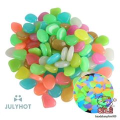 Đá Dạ Quang Phát Sáng Ngoài Trời - Bộ 50 Viên Trang Trí Sân Vườn, Bể Cá, Chậu Cây - Đá Cuội Bền, Sáng Rực Ban Đêm