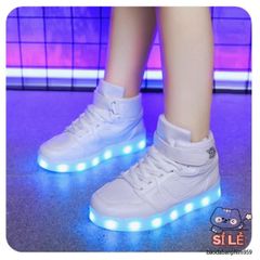 Giày LED Phát Sáng Sạc USB Cho Bé - Màu Trắng GH65, 11 Chế Độ Đèn Chớp Nháy, Giày Thời Trang An Toàn Dành Cho Trẻ Em